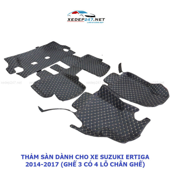 Thảm sàn 5D dành cho xe Suzuki Ertiga	2014-2017 ghế 3 có 4 lỗ chân ghế
